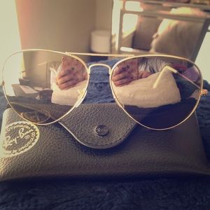 Ray-Ban gold and white sunglasses